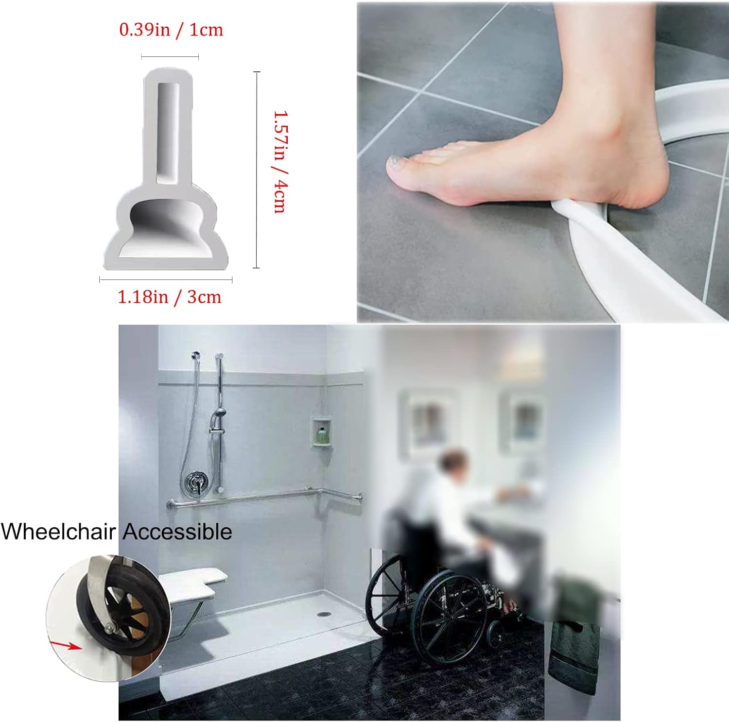 Presa de agua plegable de 39 pulgadas para regadera de silicona, sistema de retención de barrera para baño, cocina, separación húmeda y seca,
