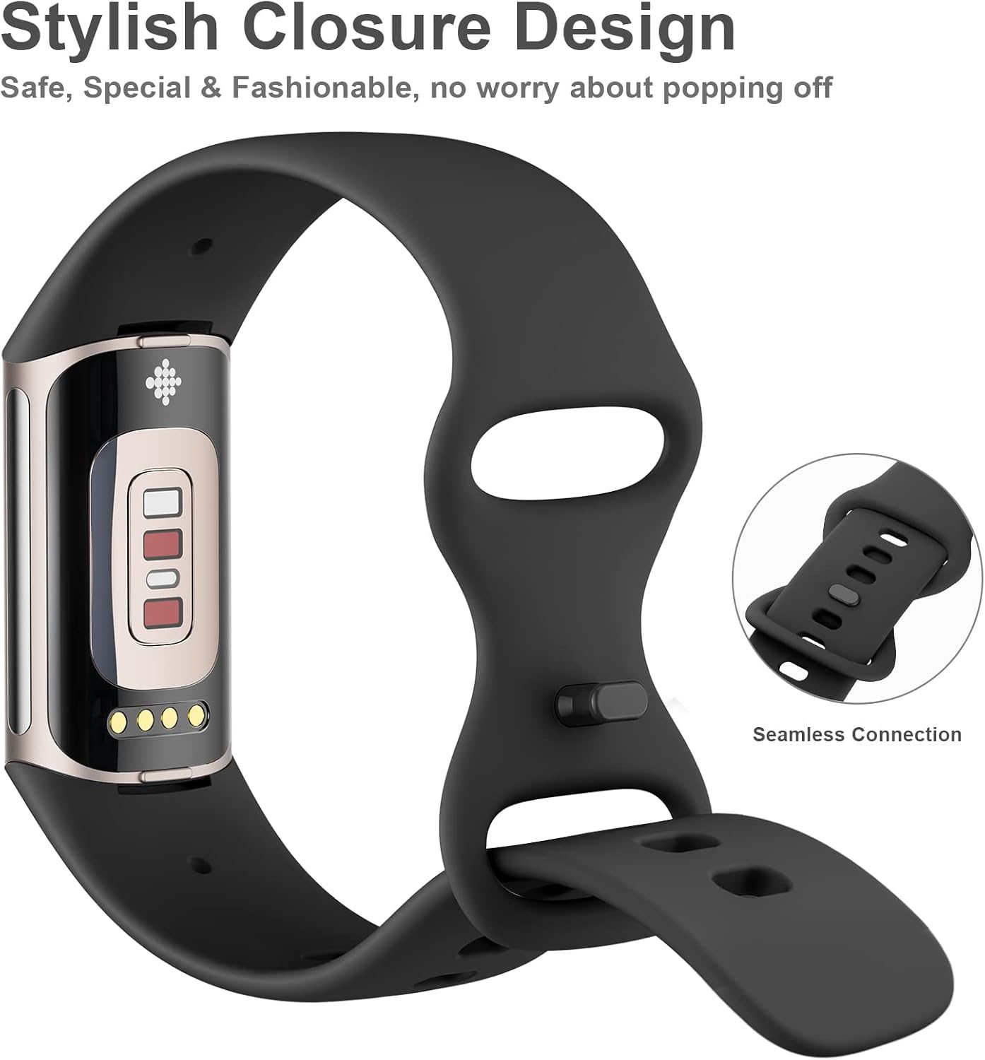 Correa compatible con Fitbit Charge 5 bandas para mujeres y hombres, correa de repuesto deportiva ajustable impermeable de silicona suave para
