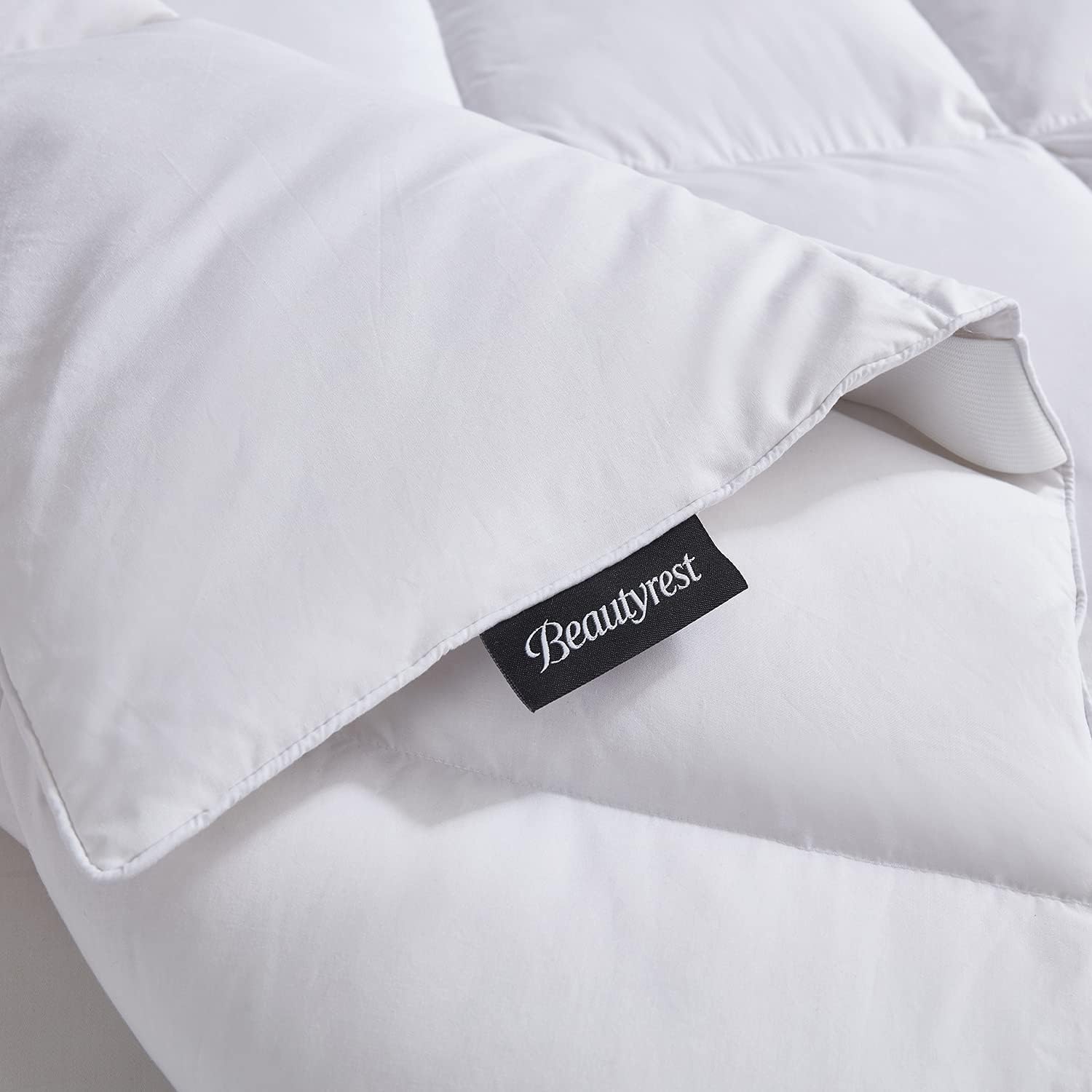 Beautyrest Tencel y mezcla de algodón Feathebed colchón de fibra de plumón blanco con bandas de anclaje elásticas