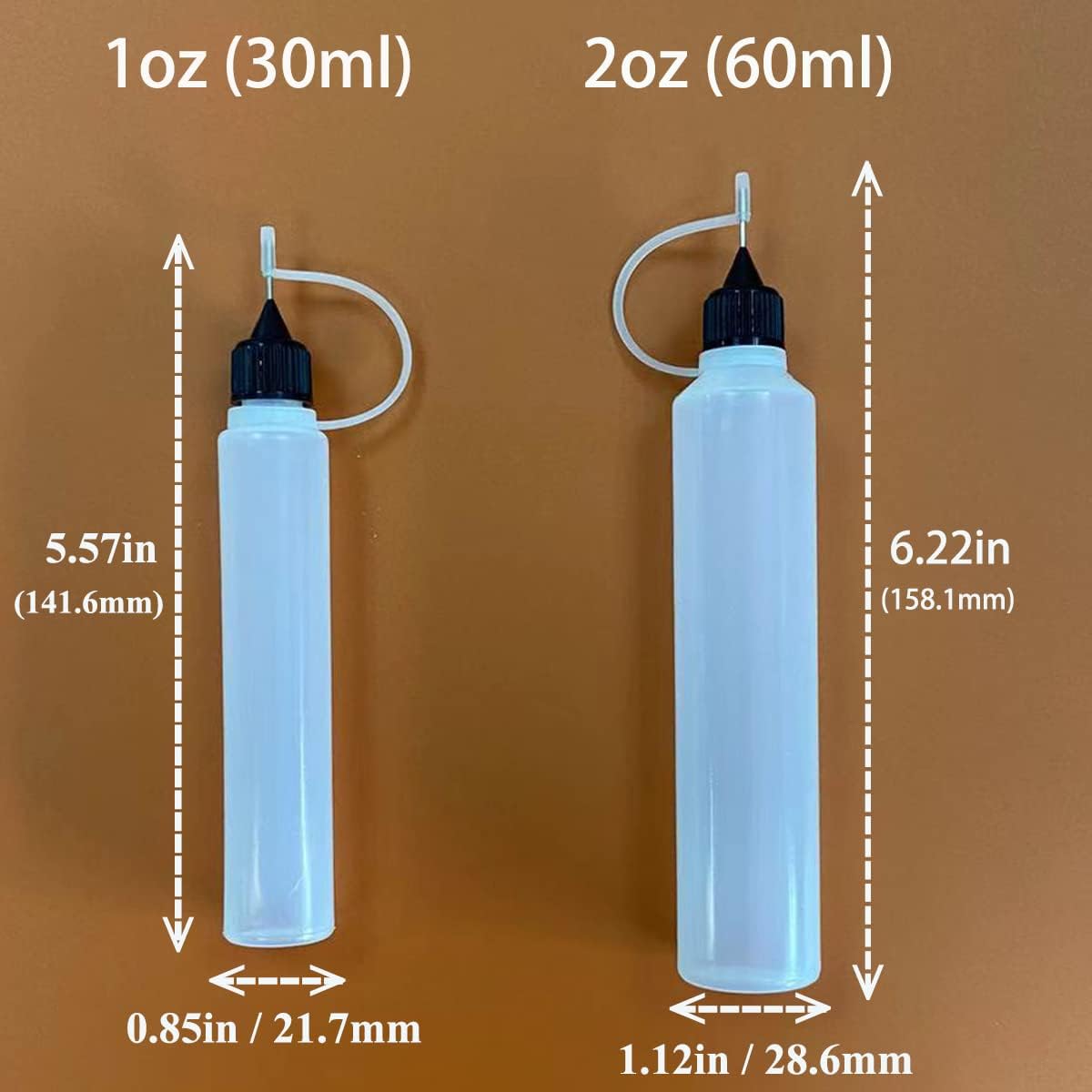 XIAONAN 30 botellas aplicadoras de punta de precisión de 1 onza (1.0 fl oz), botella exprimible con punta de aguja para pintar manualidades y