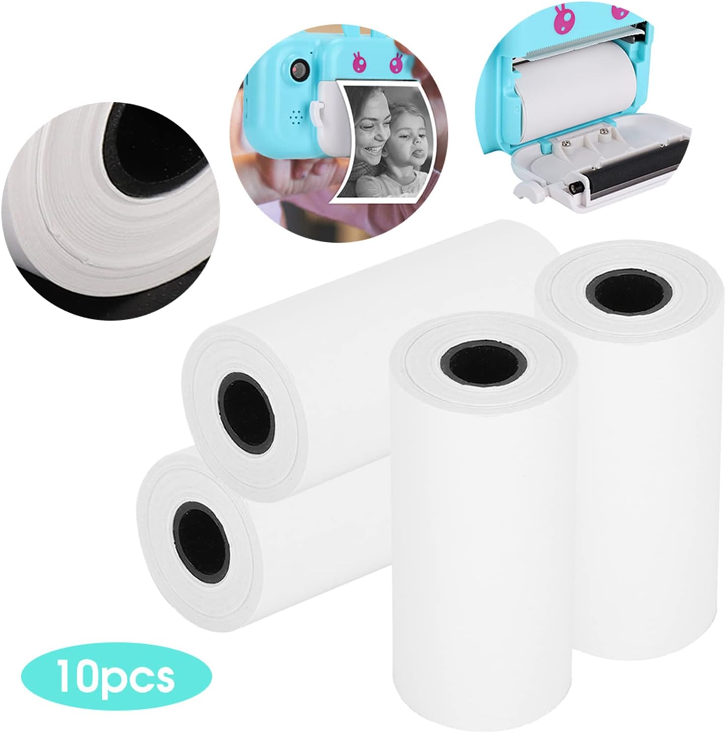 Papel de impresora térmica, 19.7 pies, portátil, impresión térmica, papel de etiqueta de envío térmico para mini cámara térmica, terminal cuadrado,