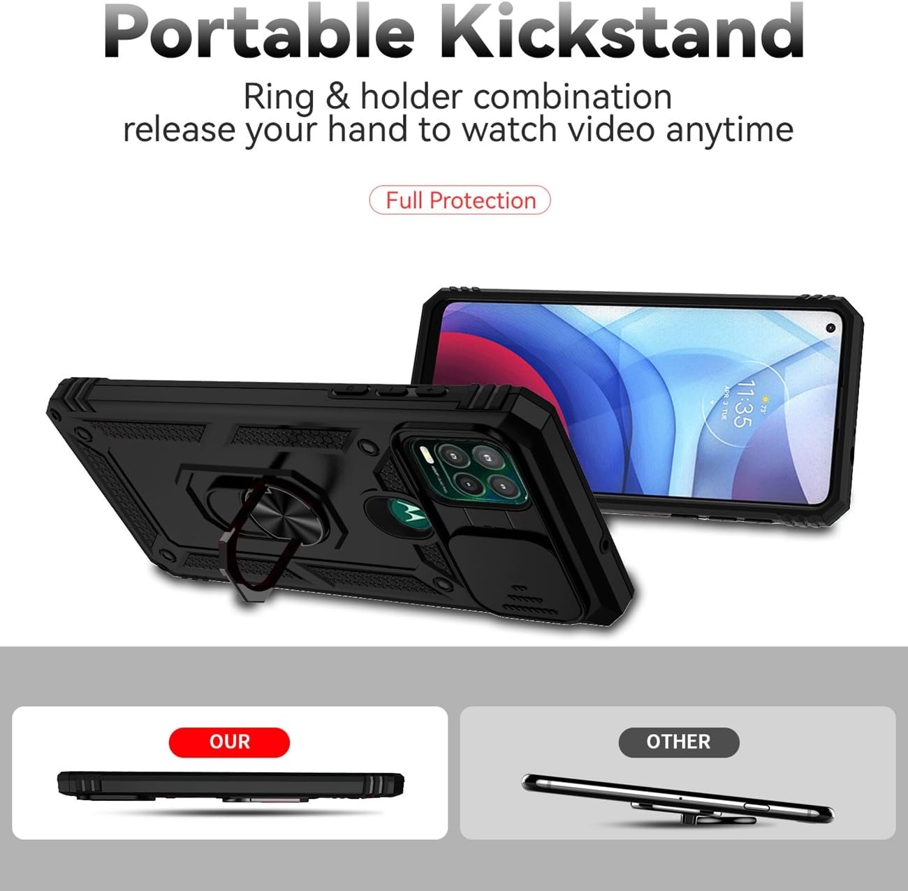 Yodueiv Funda para Moto G Stylus 5G 2021Motorola G Stylus 5G 2021 XT2131 con protector de pantalla de vidrio templado y funda para cámara