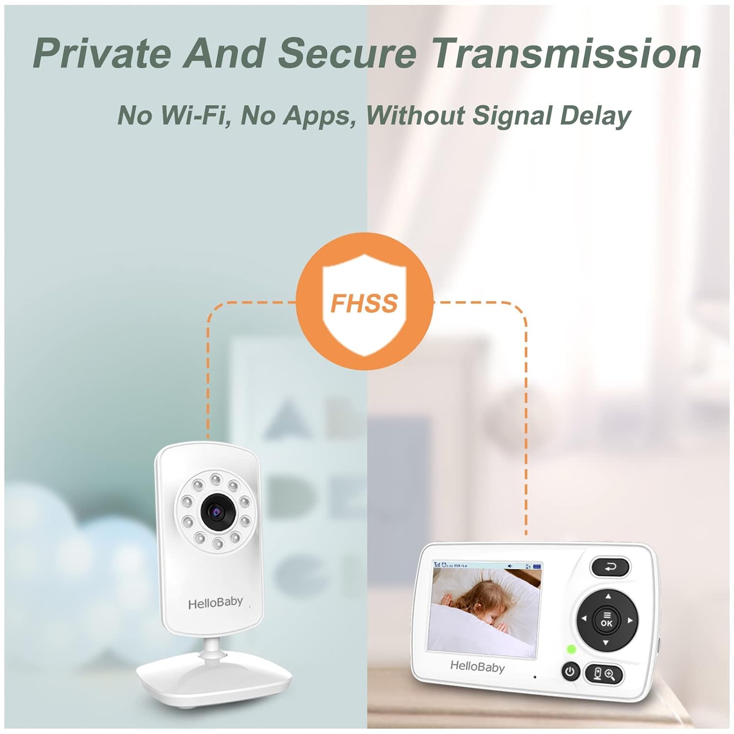 HelloBaby Monitor con cámara y audio, monitor de bebé de video de largo alcance de 1000 pies, sin WiFi y portador avanzado 4 en 1 Infantino Flip –