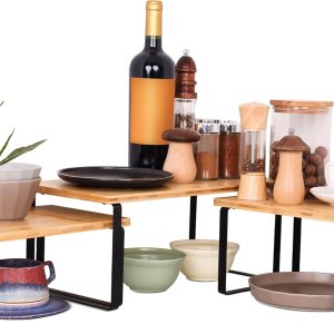 Organizador de estantes de cocina, estantes elevadores, apilables, ampliables para exhibición de especias, platos, tazas (paquete de 3, S, M y L, Organizador de estantes de cocina, estantes elevadores, apilables, ampliables para exhibición de especias, platos, tazas (paquete de 3, S, M y L,