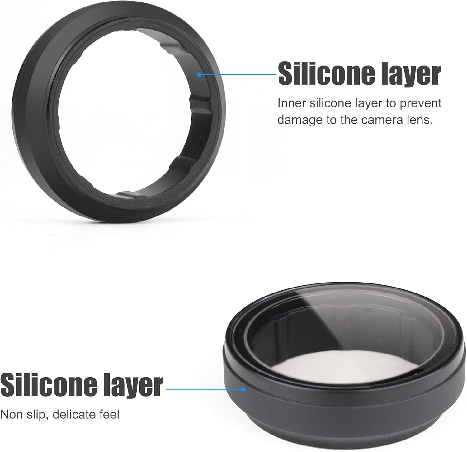 Paquete de 2 protectores de lente de filtro UV para GoPro Hero 3, Hero 3+, Hero 4 Silver Black, 0.906 in de diámetro interior, vidrio óptico de alta