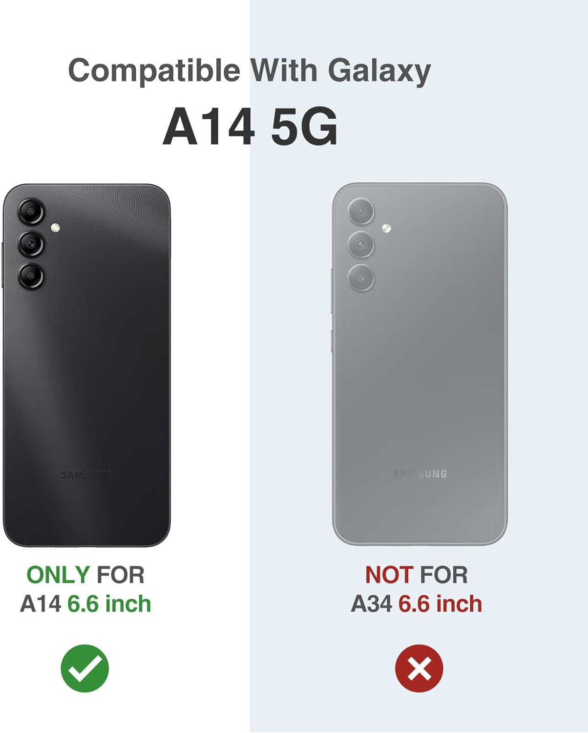 SURITCH Funda para teléfono Samsung Galaxy A14 5G, protector de pantalla integrado Protección resistente a prueba de golpes de doble capa cubierta