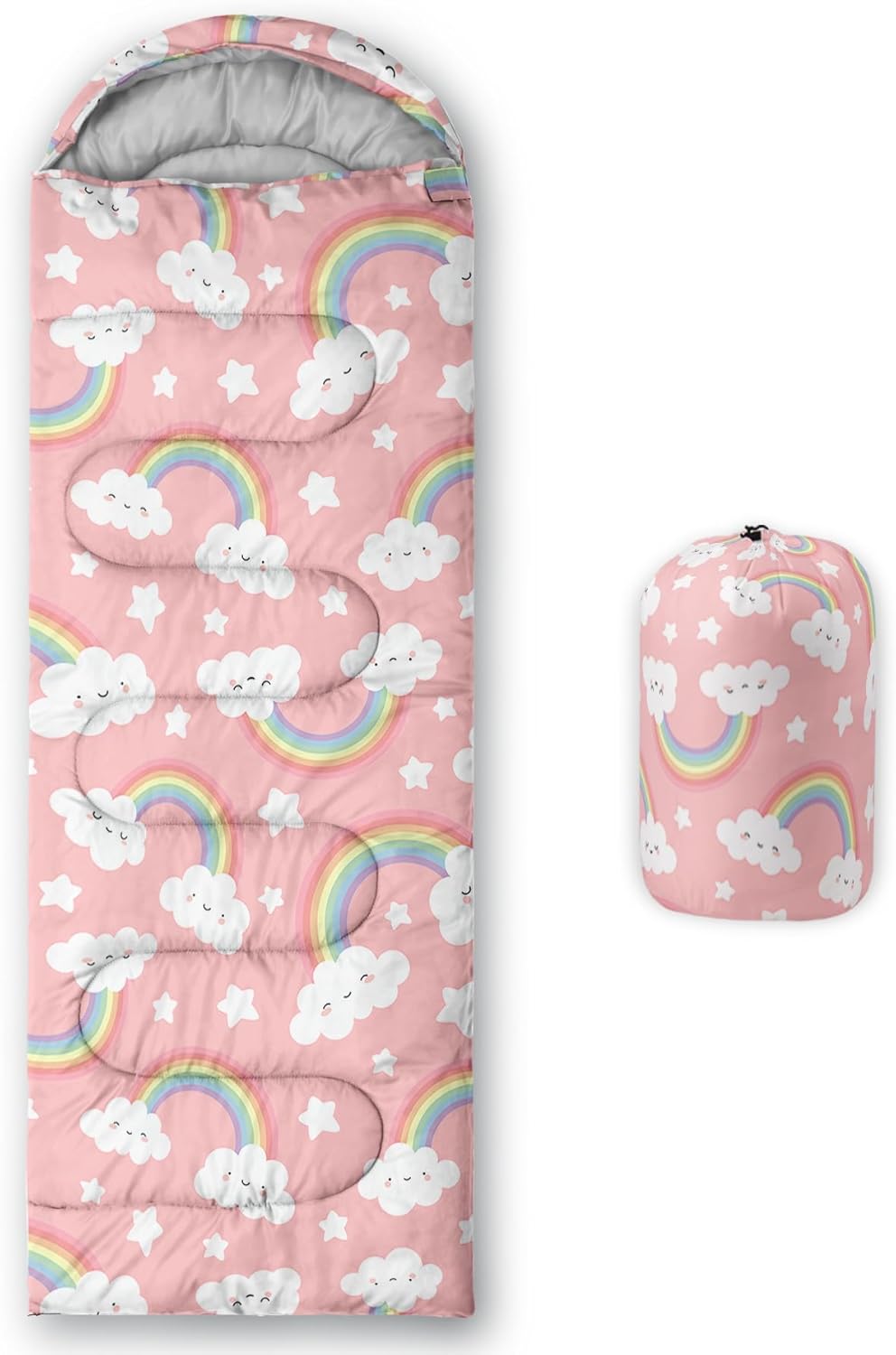 AILONEN Saco de dormir con bolsa de transporte compacta, para adultos, niñas, niños, pijamadas, viajes, al aire libre, impermeable y ligero, saco de