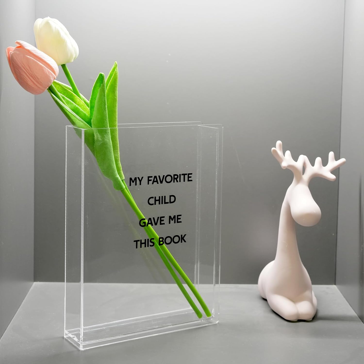 Florero de libro, florero transparente para decoración del hogar, florero de acrílico personalizado para flores, jarrón único regalo para madres,
