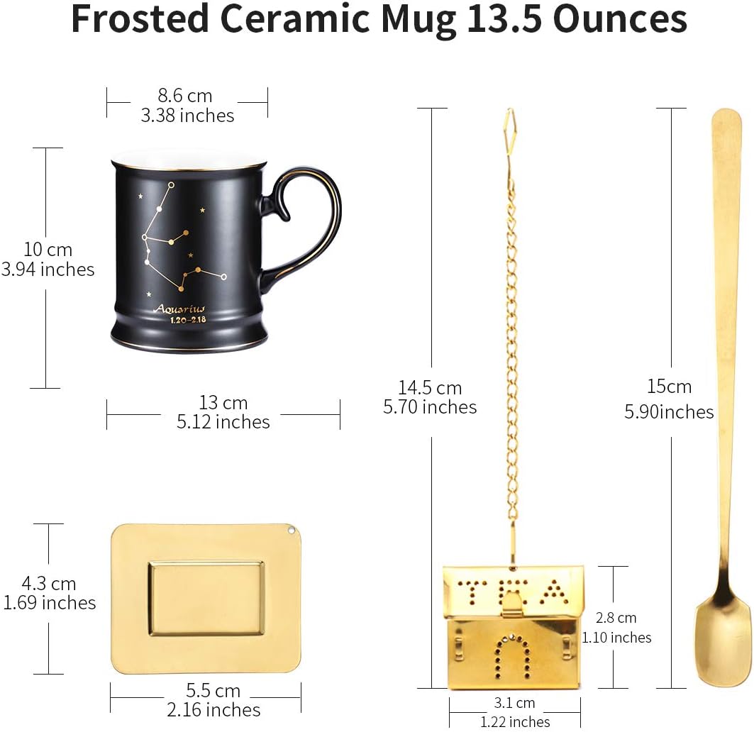 Adorable taza de café de cerámica  Hermoso juego de tazas de té de 14 onzas con infusor y cuchara a juego  Taza grande de cerámica  Apta para
