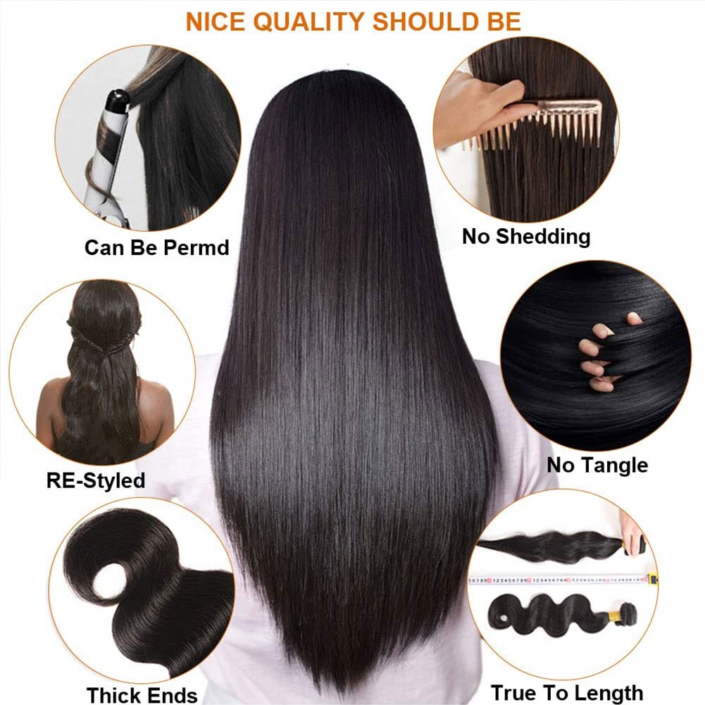 Yahmgc Paquetes individuales de cabello ondulado 12A, 100% mezclado, perfecto de 12 pulgadas, paquetes de cabello humano virgen brasileño, paquetes