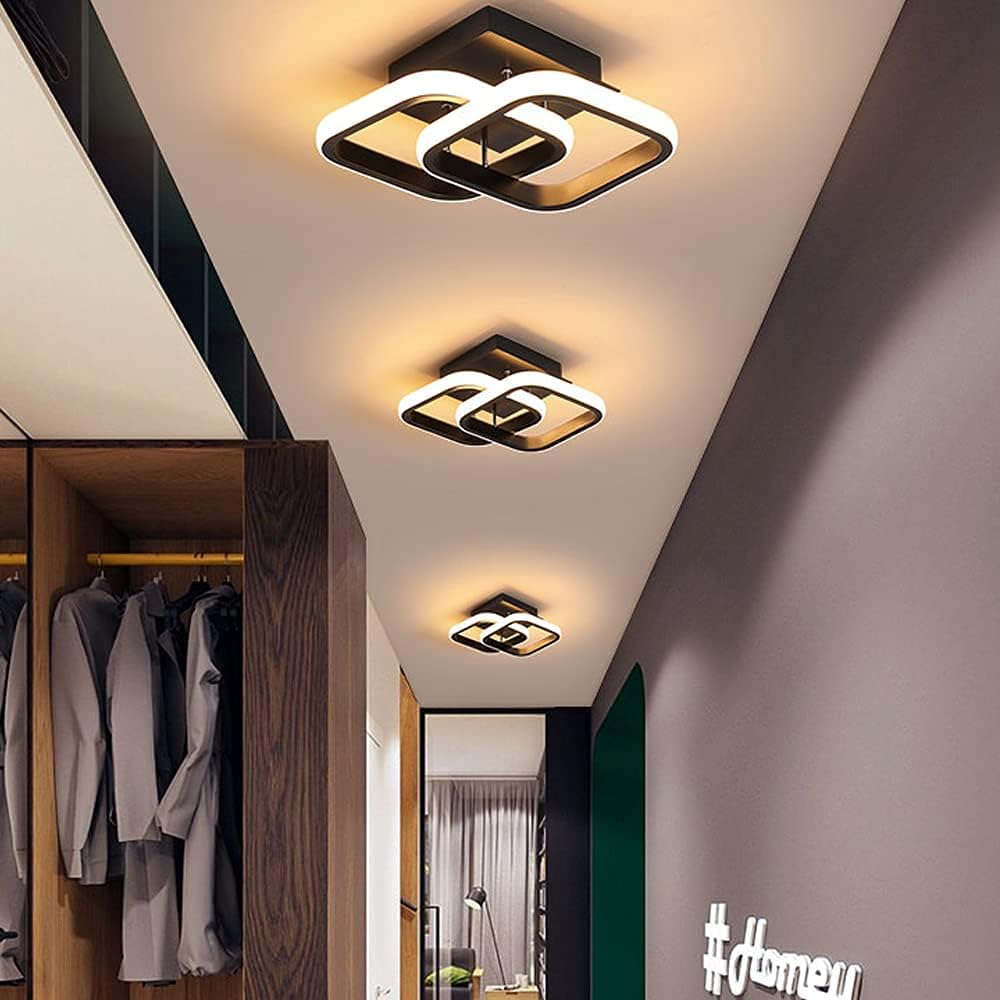 ADISUN Lámpara de techo LED moderna, lámpara de techo cuadrada de montaje empotrado blanco cálido para cocina, loft, pasillo, balcón, escalera,