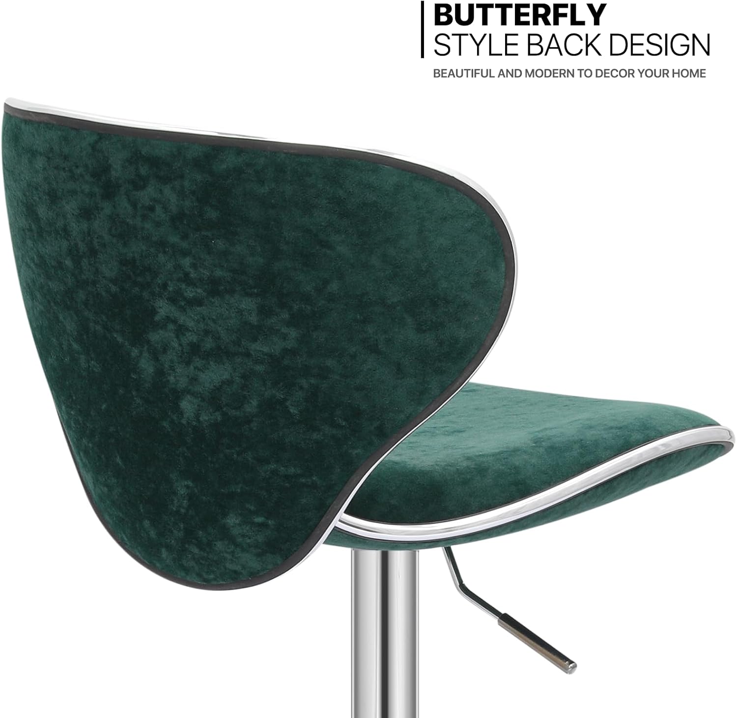 MoNiBloom Juego de 4 taburetes de bar de terciopelo verde, elegantes taburetes de bar de altura de mostrador con función giratoria, base de metal