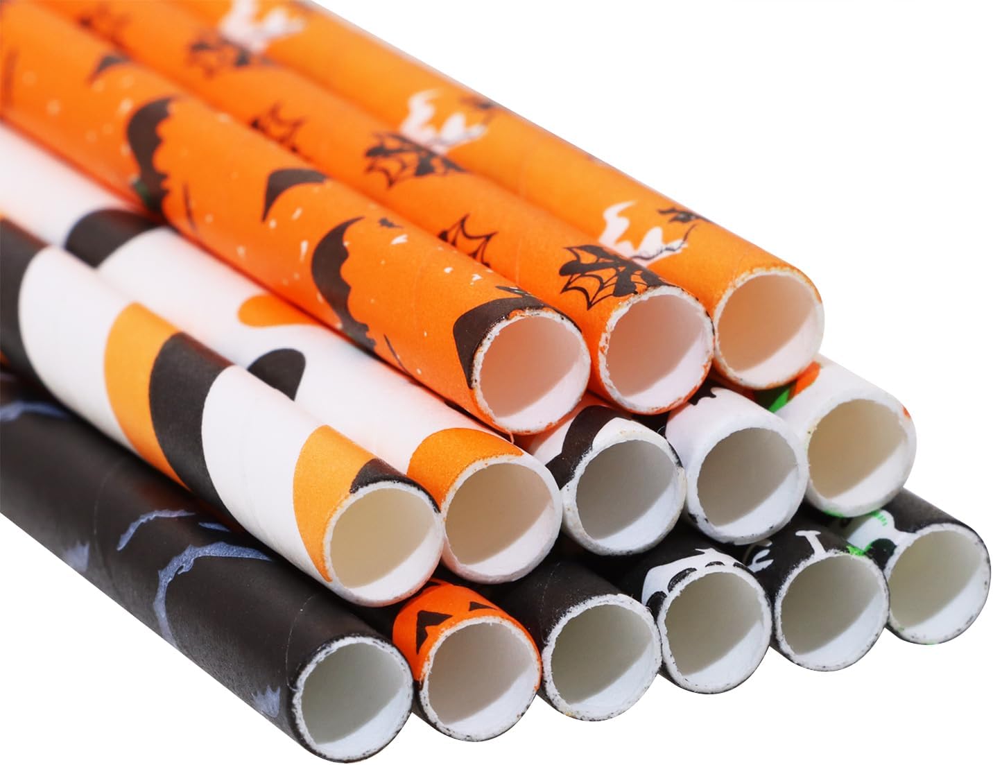 Pajitas de papel para Halloween, diseño de ángel penta, 50 unidades, calabaza, murciélago, araña, casada, cráneo, sorbete para niños, Halloween,
