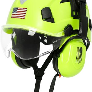 AOLAMEGS Casco duro de construcción con visera y orejeras  Casco de seguridad aprobado por la OSHA, ANSI Z89.1 ABS con protección para los ojos y AOLAMEGS Casco duro de construcción con visera y orejeras  Casco de seguridad aprobado por la OSHA, ANSI Z89.1 ABS con protección para los ojos y