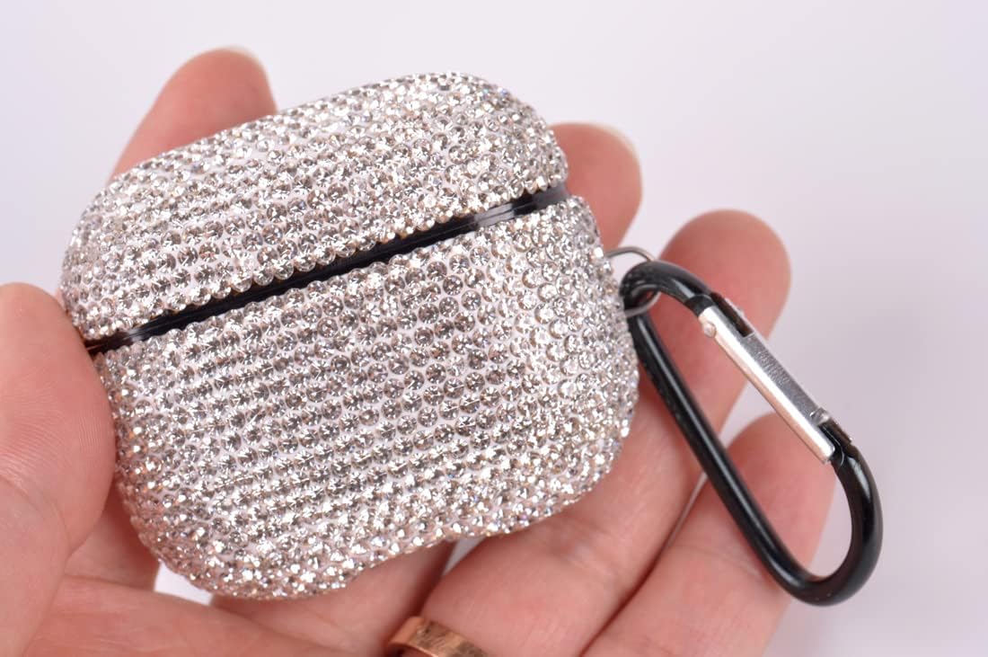 Funda brillante compatible con AirPods de 3 generación con llavero, a prueba de golpes, funda protectora de diamantes de imitación de alta calidad