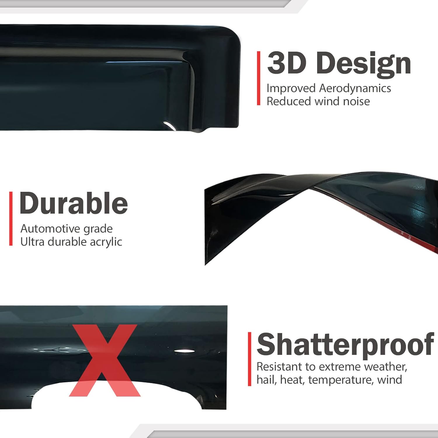 JSP Protectores de lluvia para Honda CR-V 2017-2022, tira deflectora de ventana cromada de canal exterior, acrílico ahumado oscuro, montaje en cinta