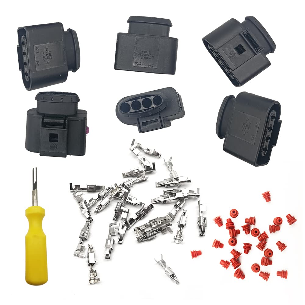 Meyffon Kit de reparación de conector de bobina de encendido 6 uds. Cableado de enchufe Wherramienta para Audi VW reemplazar 4B0 973 724 4B0973724