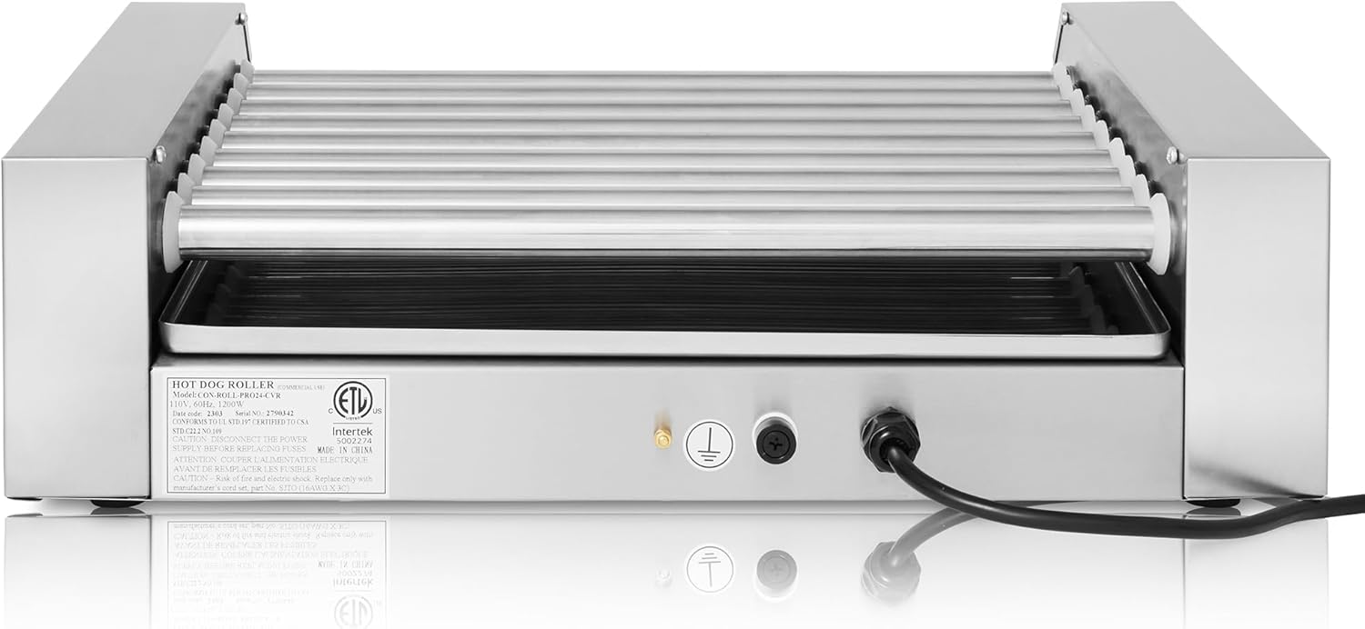 Olde Midway Máquina eléctrica 1200-Watt de la cocina de la parrilla del rodillo del perro caliente 9 del perro caliente 9 – grado comercial