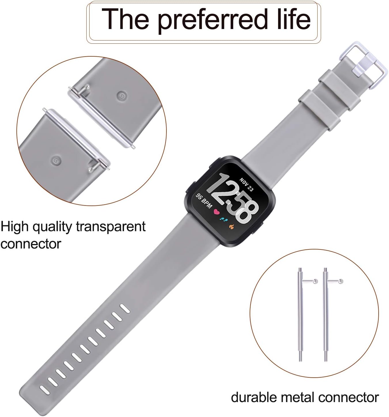 Paquete de 3 correas de silicona suave compatibles para Fitbit Versa 2Fitbit VersaFitbit Versa Lite, correas deportivas ajustables para mujeres y