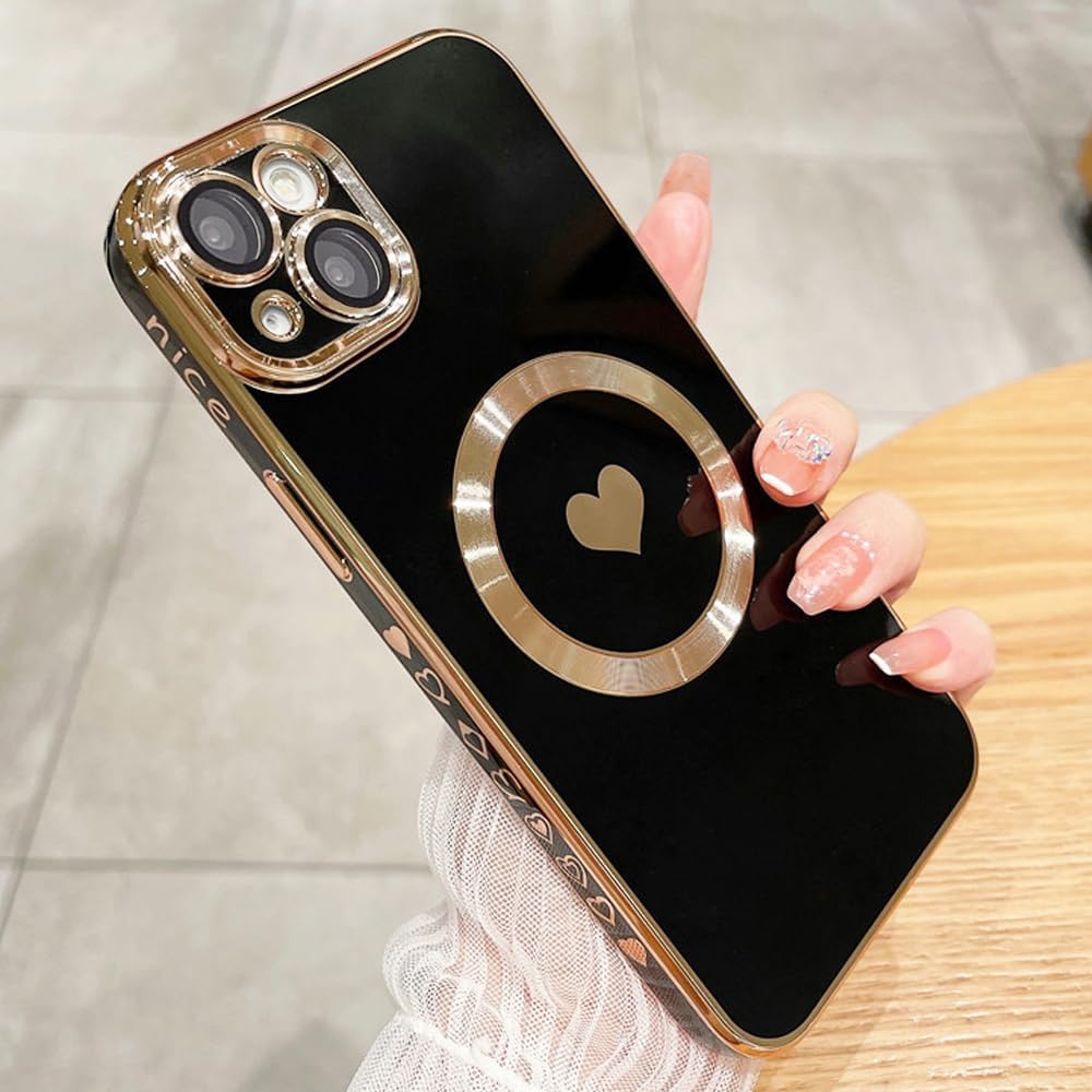 ZinLyuen Diseñada para iPhone 14, compatible con MagSafe protector de lente de cámara integrado, a prueba de golpes, funda magnética de silicona