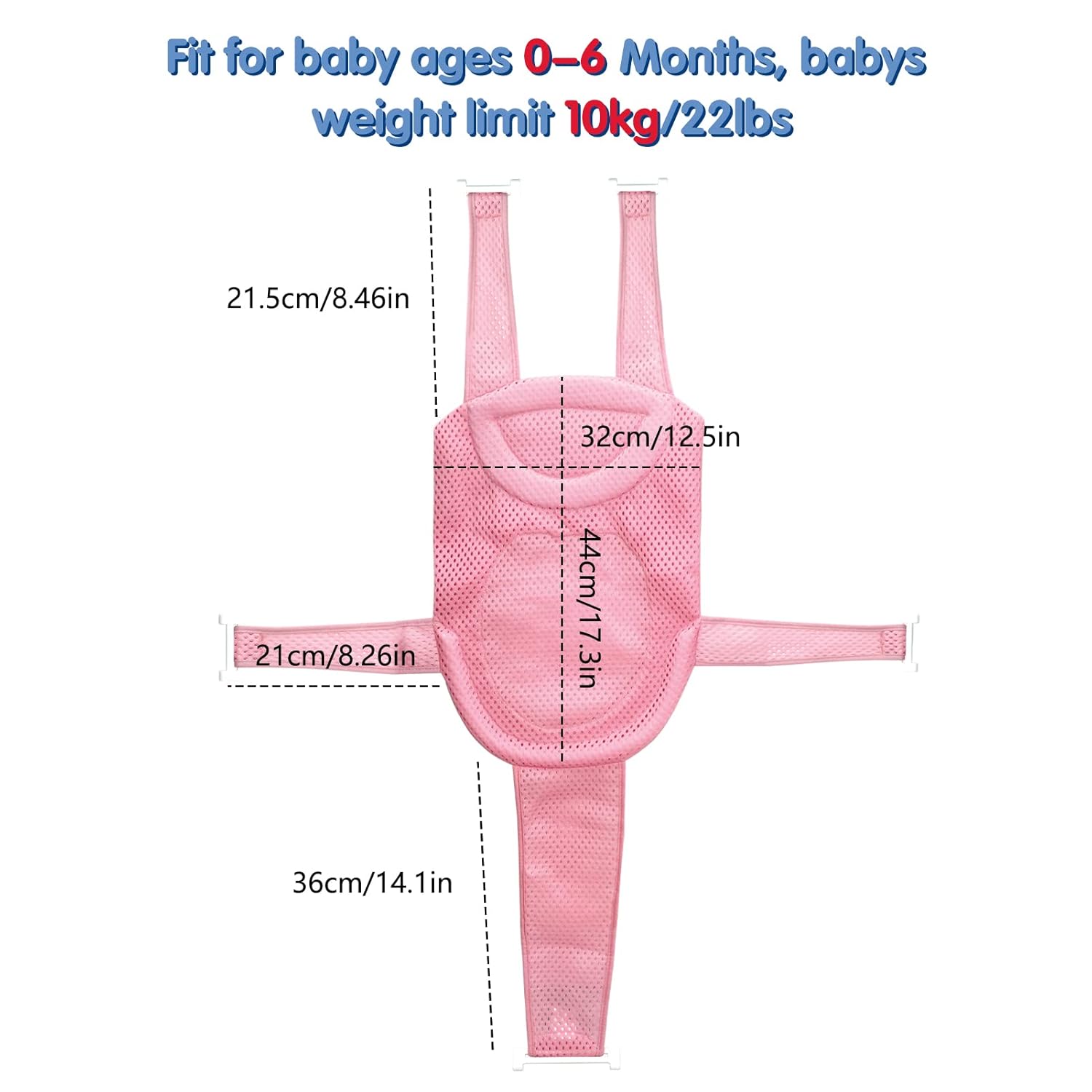 Colorlife Red de soporte para asiento de baño para bebé, ajustable, cómoda, antideslizante, de cinco puntas, malla para recién nacido de 0 a 6