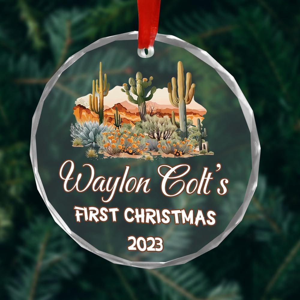 Adornos personalizados de primera Navidad para bebés 2023, adorno del desierto de cactus, adorno de la primera Navidad del bebé, adornos