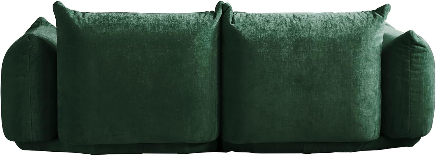 Sofá biplaza moderno de chenilla, sofá tapizado de felpilla de mediados de siglo para sala de estar, apartamento oficina (77.16 pulgadas, verde)