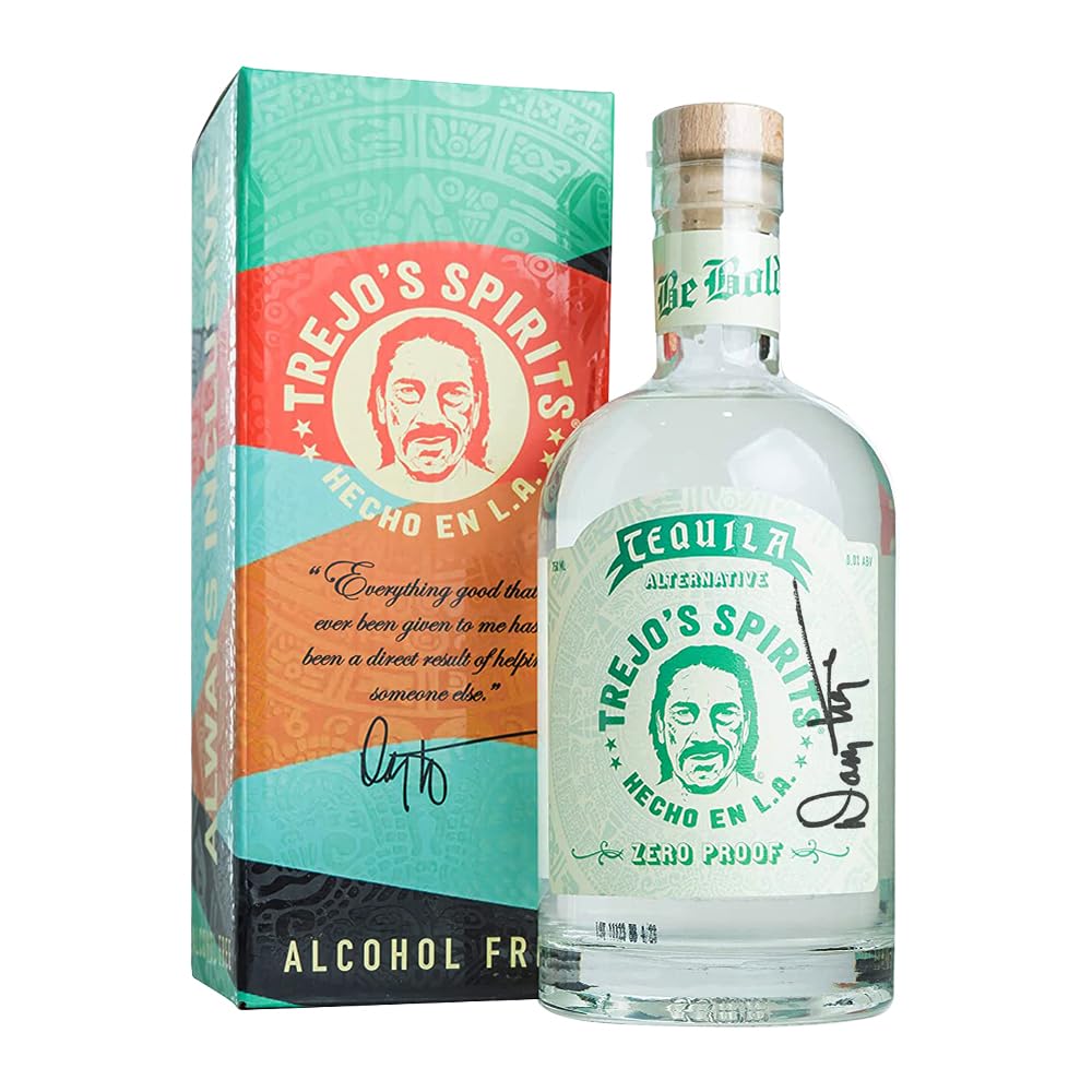 Trejo’s Spirits Tequila Alternativa firmada por Danny Trejo  Edición limitada de coleccionista, alcohol sin alcohol, cero prueba, sabor auténtico,
