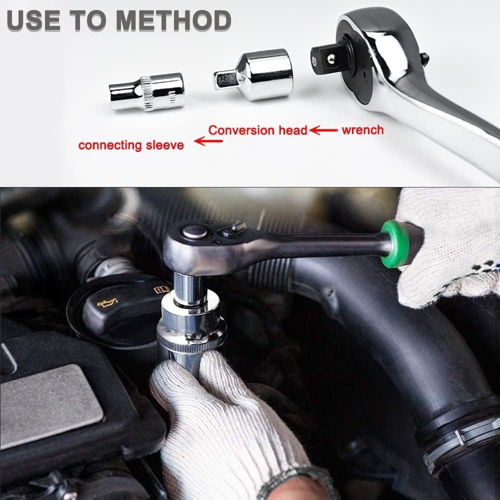 Utoolmart Adaptador de enchufe de impacto de 12 pulgada (F) x 38 pulgadas (M) para llaves de trinquete, convertidor Cr-V para reductor de manga,