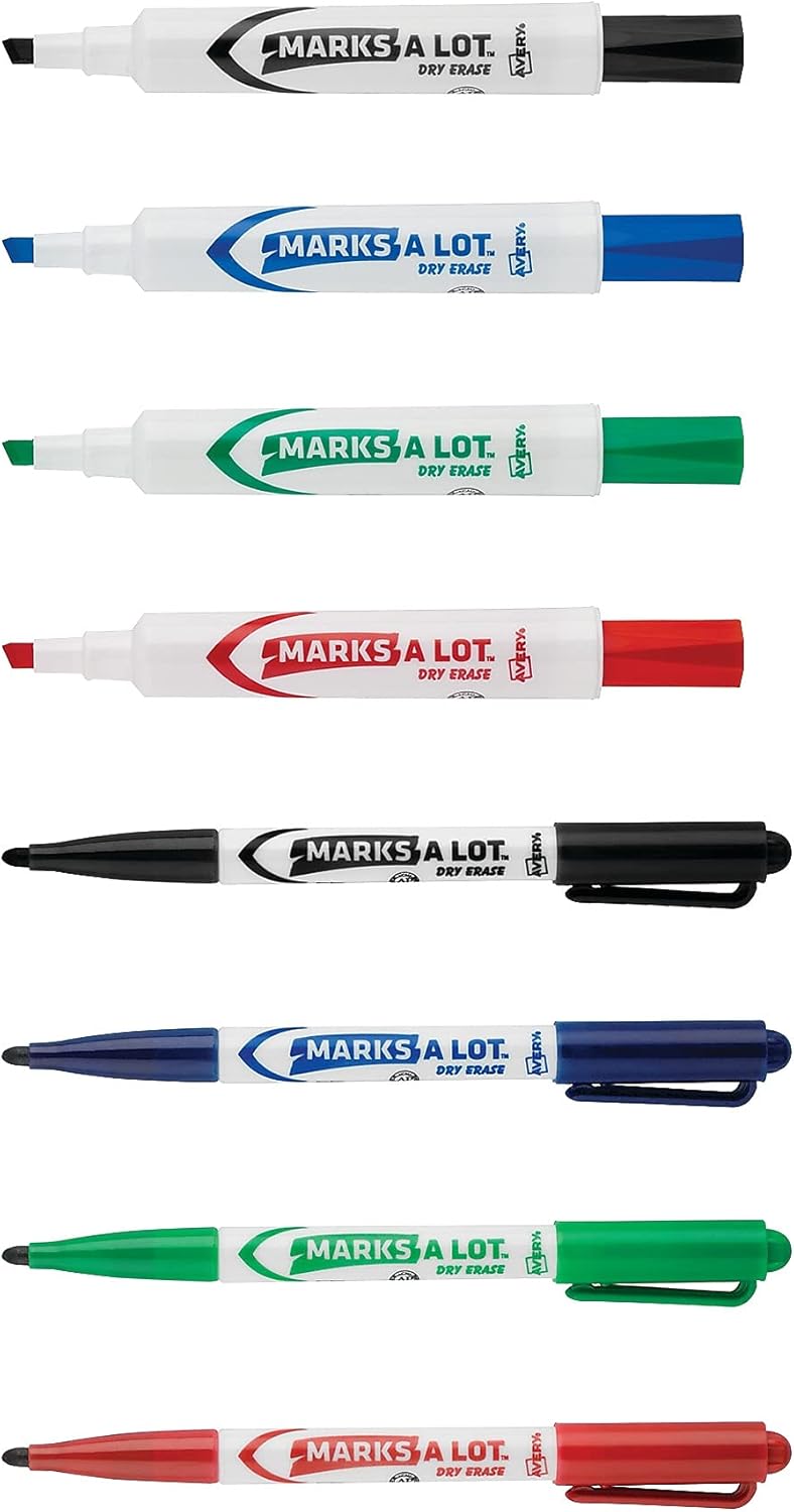 AVERY Paquete combinado de marcadores de borrado en seco 29870, cincelbala Pt, 24Bx, Ast