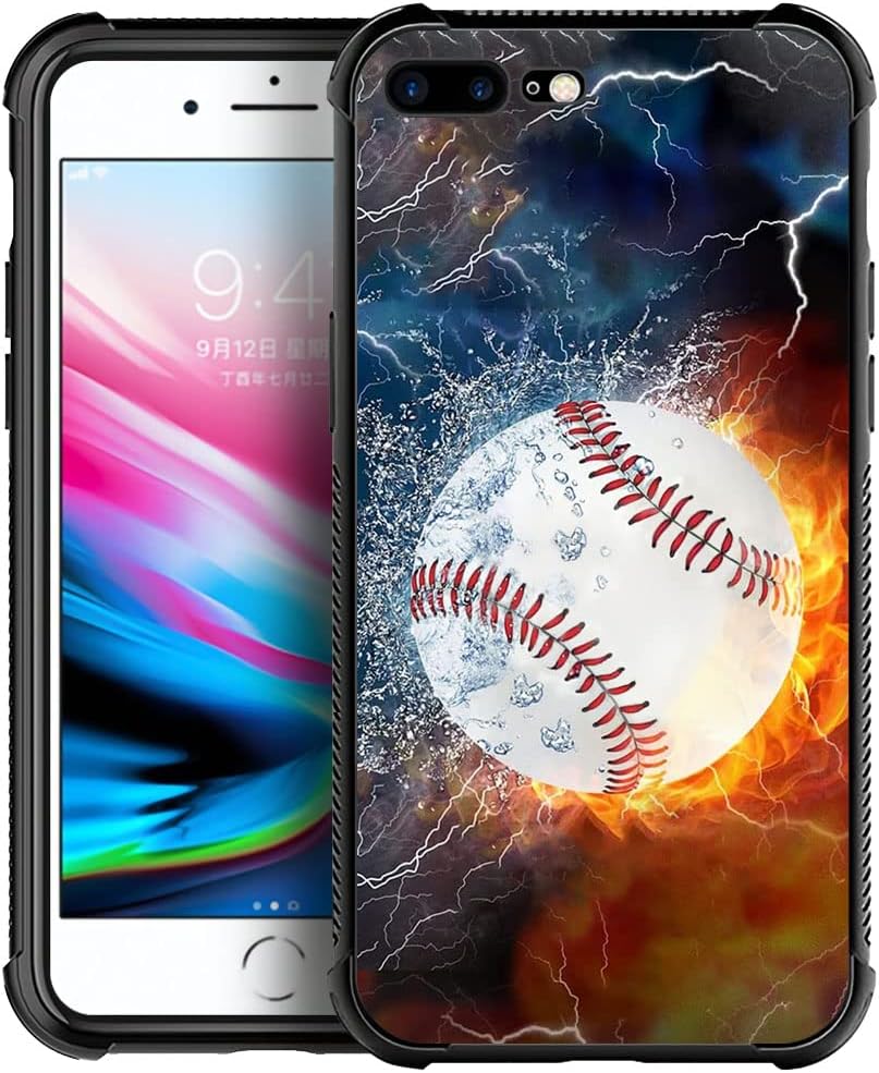 DAIZAG Funda compatible con iPhone 78SE 2020 Ice Fire Baseball Funda de teléfono a prueba de golpes suave TPU para niños y hombres, funda de regalo