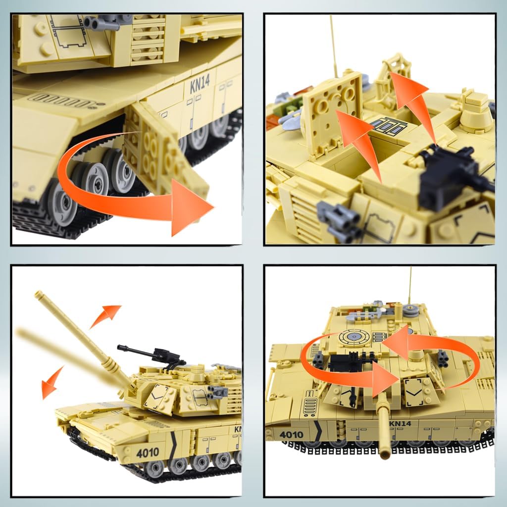 Juguetes de construcción militares para niños, 1053 piezas del ejército de los Estados Unidos M1A2 tanque de batalla principal, bloques de