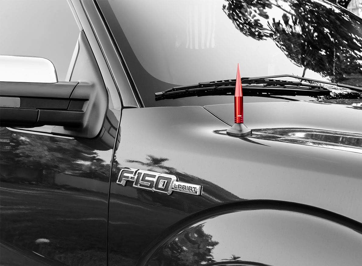 TRUE SPIKE FAT SPIKE – Antena roja en aluminio mecanizado CNC de calibre pesado compatible con Dodge Ram 1500 2500 3500 09-19 2009-2019