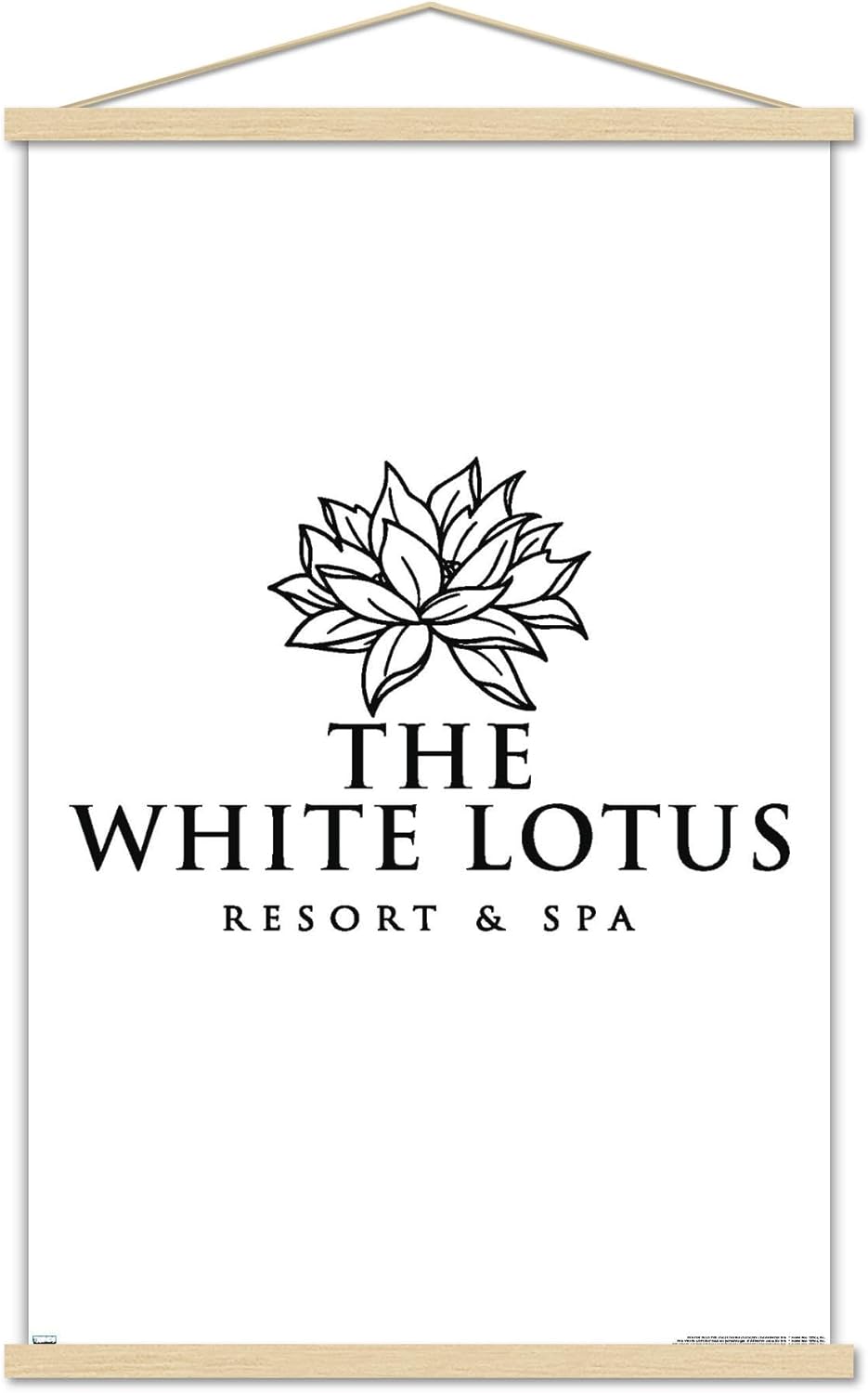 Trends International The White Lotus – Póster de pared con logotipo blanco y negro, 22.37 x 34.00 pulgadas, paquete de impresión premium y colgador