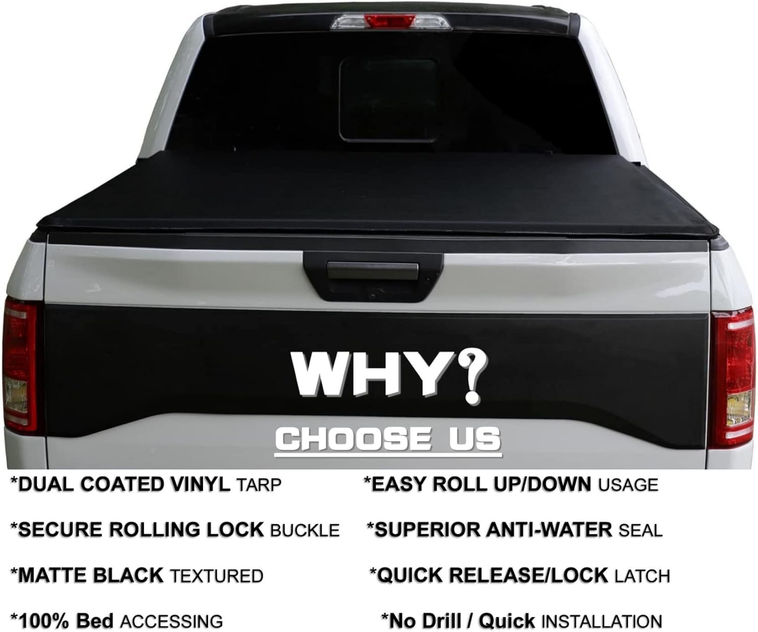 INEXRUD Cubierta enrollable suave para caja de camioneta de 6.8 pies  81.8 pulgadas, compatible con Ford F-250 F-350 1999-2016 Super Duty Vinyl