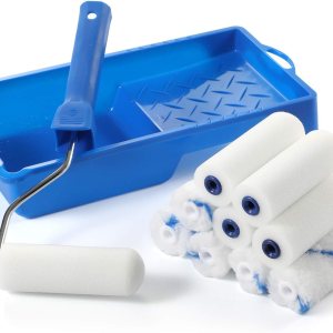 Kit de rodillos de pintura de espuma, juego de bandeja de pintura pequeña con recambios de mini rodillo de espuma de alta densidad, marco de Kit de rodillos de pintura de espuma, juego de bandeja de pintura pequeña con recambios de mini rodillo de espuma de alta densidad, marco de