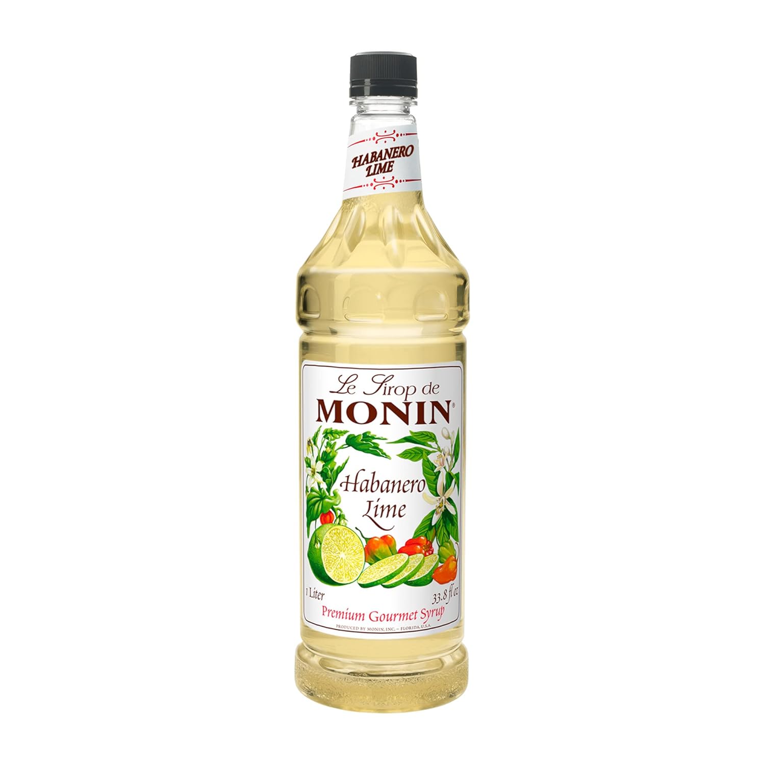 Monin Jarabe saborizado, lima Habanero, botella de plástico de 33.8 onzas (1 litro)