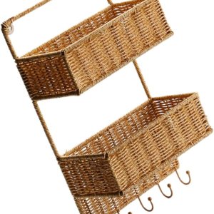 BESTOYARD Cesta de almacenamiento Organizador de baño para cocina, estante montado en la pared, cesta de frutas, cestas tejidas cestas colgantes BESTOYARD Cesta de almacenamiento Organizador de baño para cocina, estante montado en la pared, cesta de frutas, cestas tejidas cestas colgantes