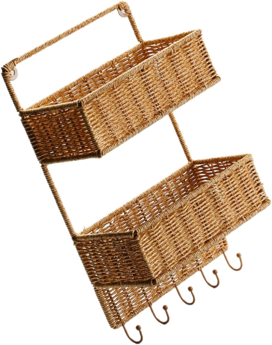BESTOYARD Cesta de almacenamiento Organizador de baño para cocina, estante montado en la pared, cesta de frutas, cestas tejidas cestas colgantes