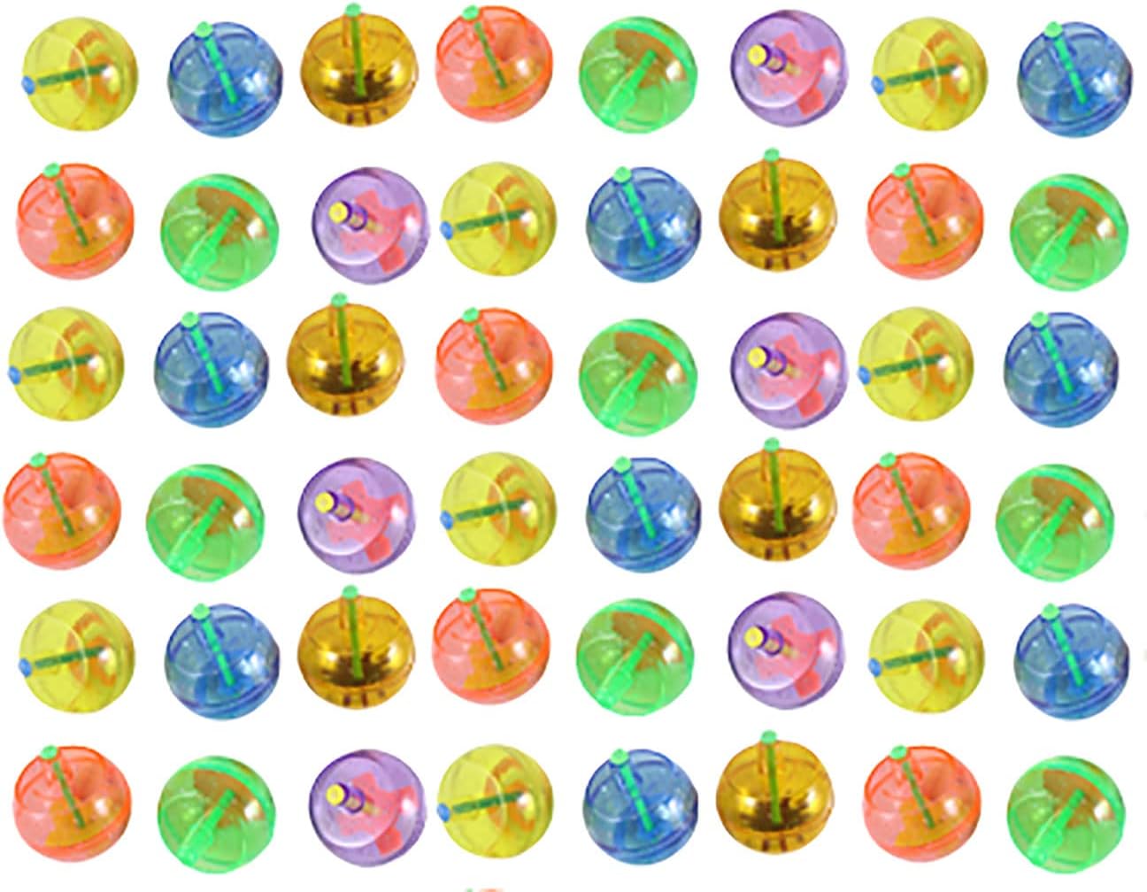48 juguetes de plástico con purpurina giratoria – Spin – Spinner Tops – Mini juguetes – Pequeño juguete de premio novedoso – Recuerdos de fiesta –