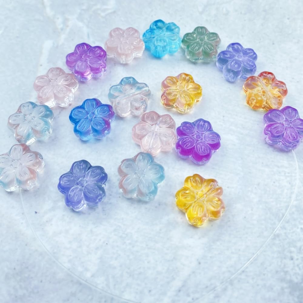 50 cuentas de cristal Sakura para hacer joyas, cuentas espaciadoras de vidrio Sakura, coloridas y lindas cuentas de Sakura para aretes, pulseras,