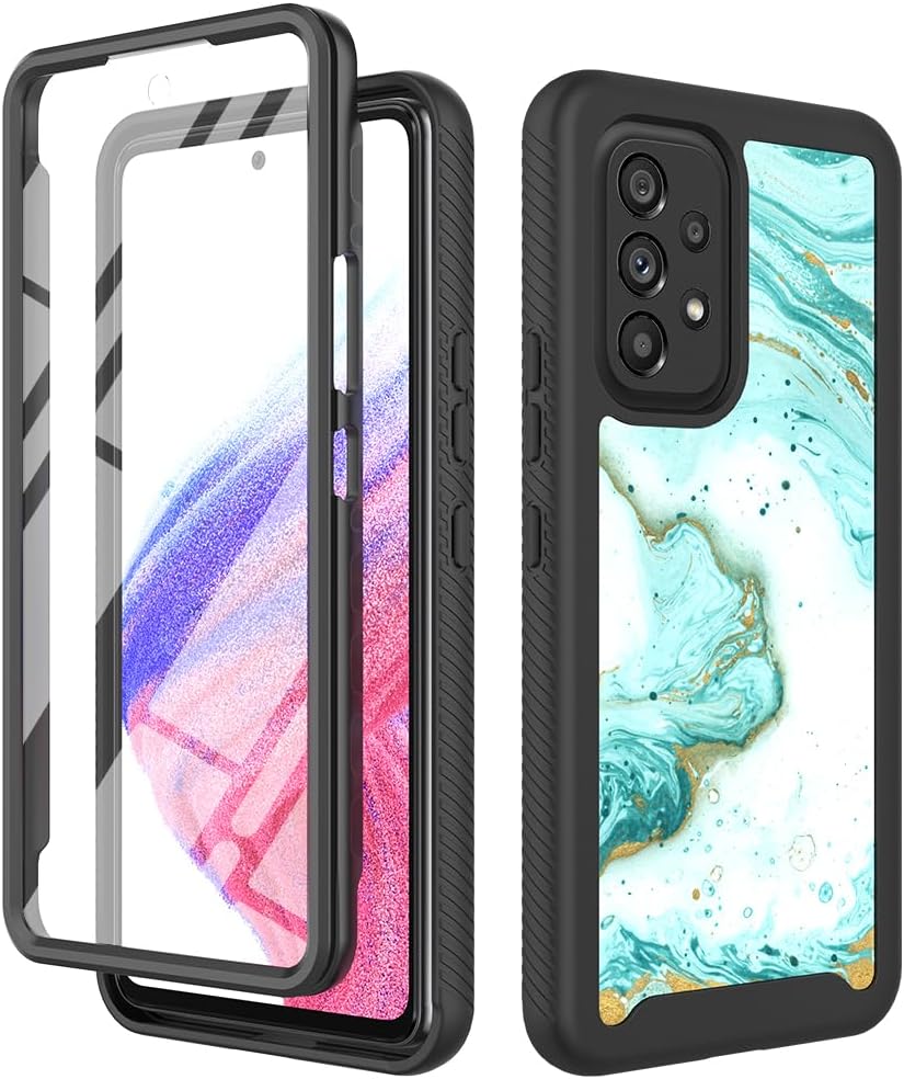 TJS Funda compatible con Samsung Galaxy A53 5G, con protector de pantalla integrado, cubierta protectora contra caídas de cuerpo completo, TPU color