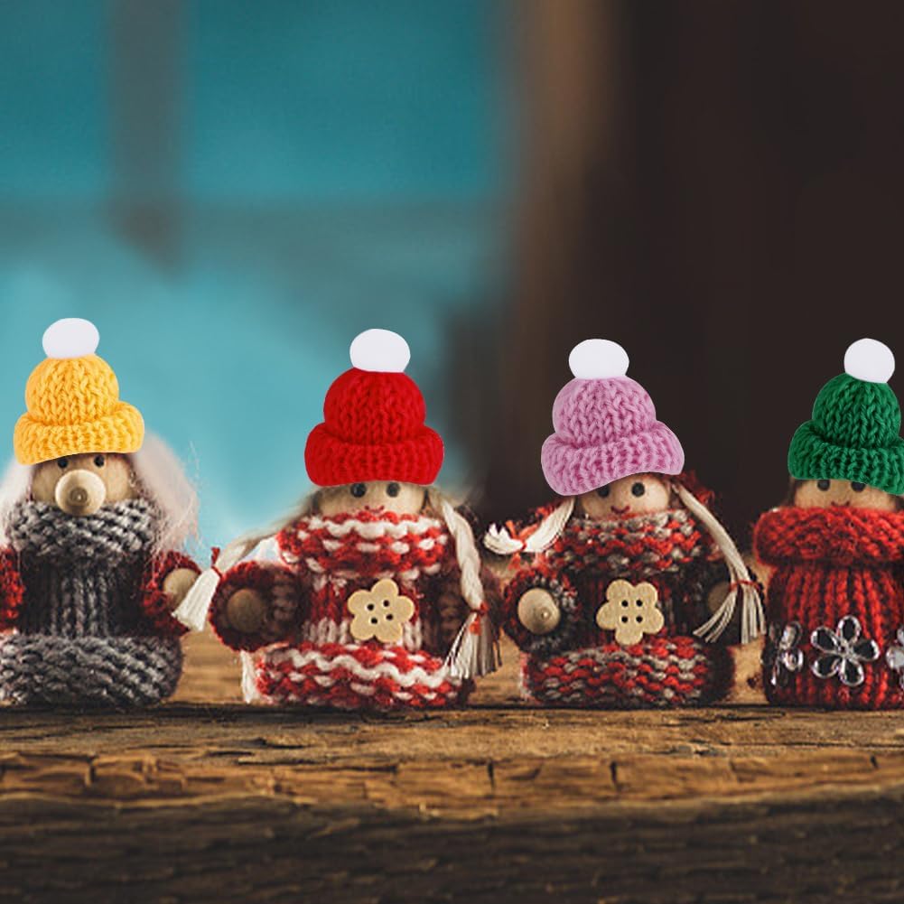 WEBEEDY 24 piezas de adornos de Navidad, mini sombreros de Papá Noel, bufanda de Navidad y guantes de punto, accesorios de decoración para botella