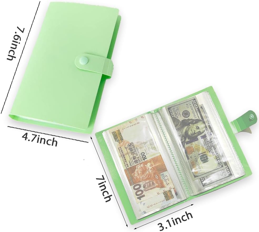 Carpeta de ahorro de dinero, 50 páginas fundas transparentes para monedas, titulares de billetes protector de dinero para billetes conmemorativos,