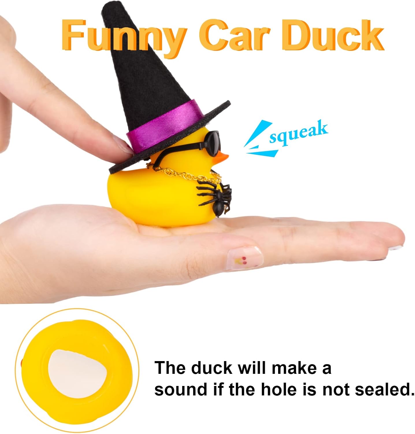 Adornos de pato de goma para automóvil, decoraciones de tablero de automóvil con mini sombrero de bruja, capa, collar, accesorios de Halloween para