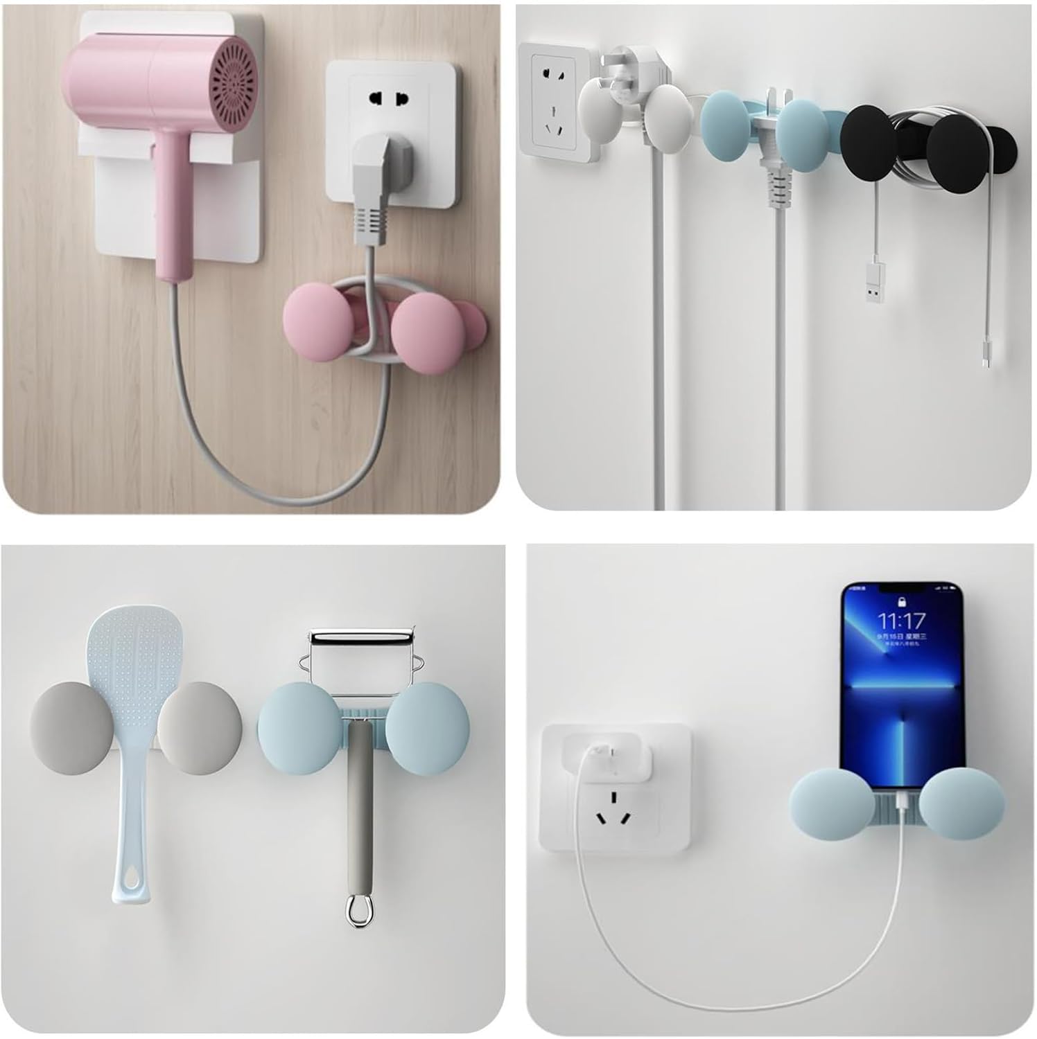 Organizador de cables de 6 piezas para electrodomésticos de cocina, envoltura de cordón de silicona respetuosa con el medio ambiente para varios