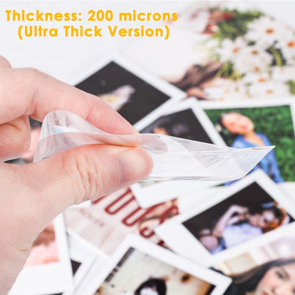 Baskiss Paquete de 100 fundas polaroid Kpop, funda ultra transparente y gruesa, funda protectora de 200 micrones, funda protectora perfecta para