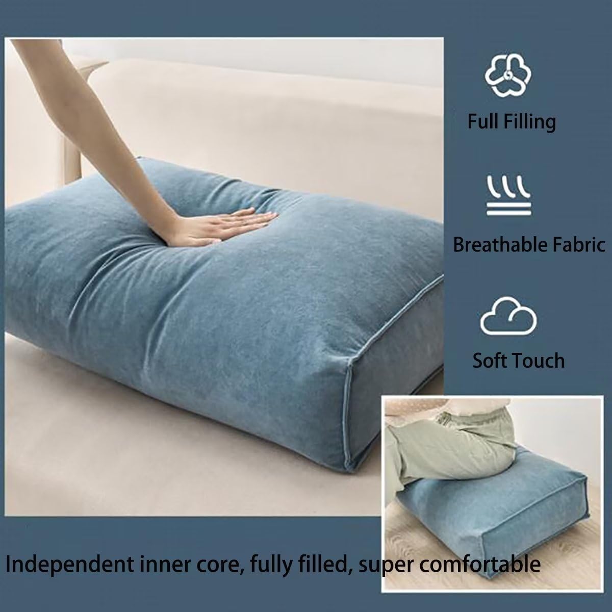 TESICA Almohadas de cabecero, almohada de lectura gris, almohada para cabecero, respaldo de cama, cojín de espalda, cojín de posicionamiento de