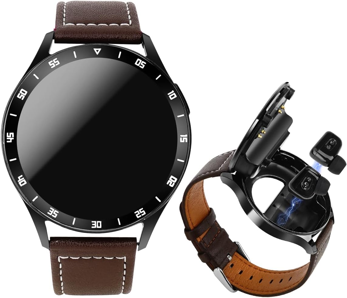 VOVOAEWACH Reloj inteligente 2 en 1 con auriculares, reloj de fitness redondo de 1.39 pulgadas, reloj Bluetooth con pasos, calorías, rastreador con