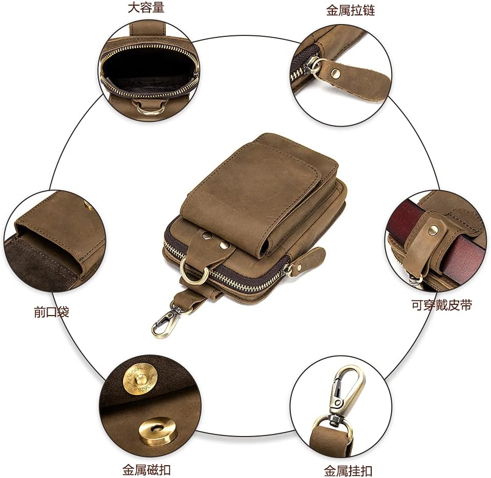 Riñonera de cuero para teléfono celular, funda pequeña con clip para cinturón para teléfono celular, de 6.7 pulgadas, de piel sintética, para